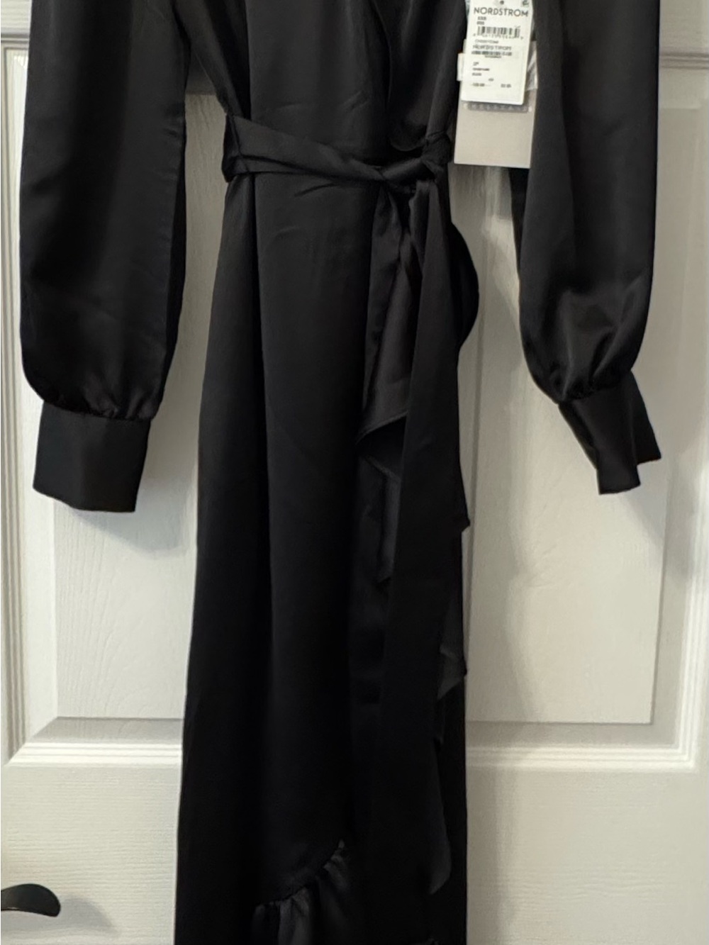 Chelsea28 Black Long Sleeve Tie-Waist Midi Dress